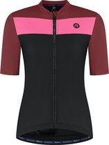 Rogelli Core Block Fietsshirt Dames - Korte Mouwen - Wielrenshirt - Zwart/Bordeaux - Maat L