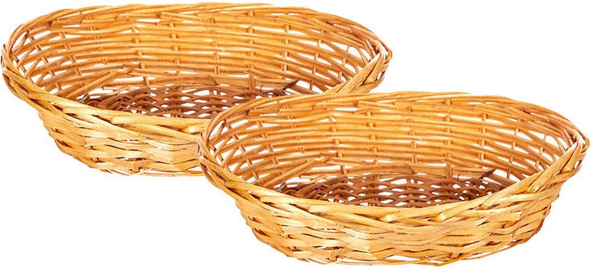 CM Rieten mandje - 2x - bruin - 36 x 26 x 10 cm - ovaal - opbergmand