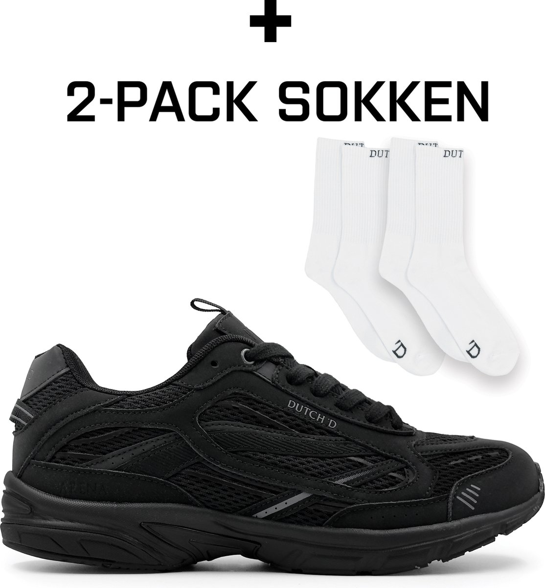 Dutch'D - Sneaker + 2 pack sokken - Black - Arena - Maat 44