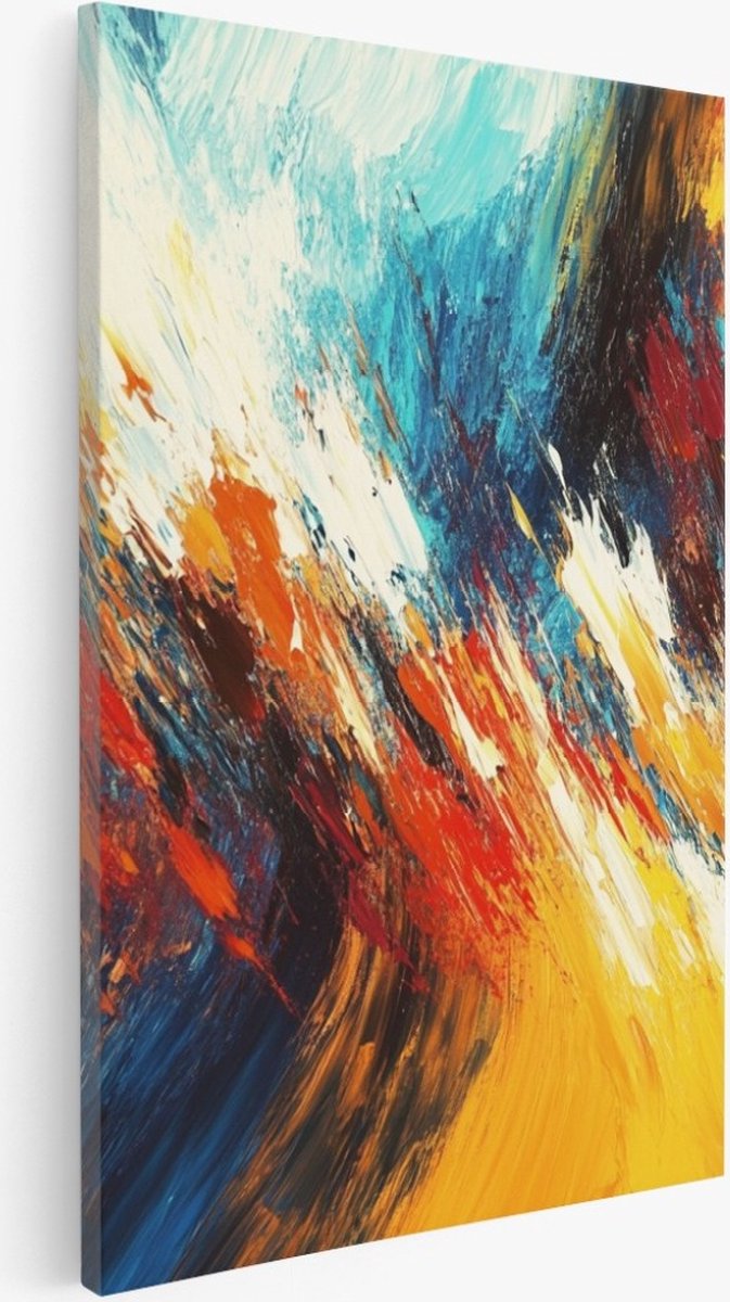 Saammp Canvas Schilderij -Kleurrijke groffe strepen - Abstract kunstwerk - 20x30 - Foto op canvas - Wanddecoratie - Muurdecoratie Woonkamer - Slaapkamer decoratie - Canvas Print Multicolor