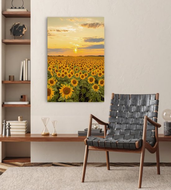 Tableau sur toile Saammp - Champ de tournesols - Paysage - Nature - 100x150 - Photo sur toile - Décoration murale - Décoration murale Salon - Décoration chambre - Impression sur toile