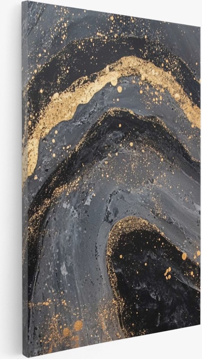 Saammp Canvas Schilderij - Grijs marmer - Dynamisch - Abstract kunstwerk - 80x120 - Foto op canvas - Wanddecoratie - Muurdecoratie Woonkamer - Slaapkamer decoratie - Canvas Print Multicolor