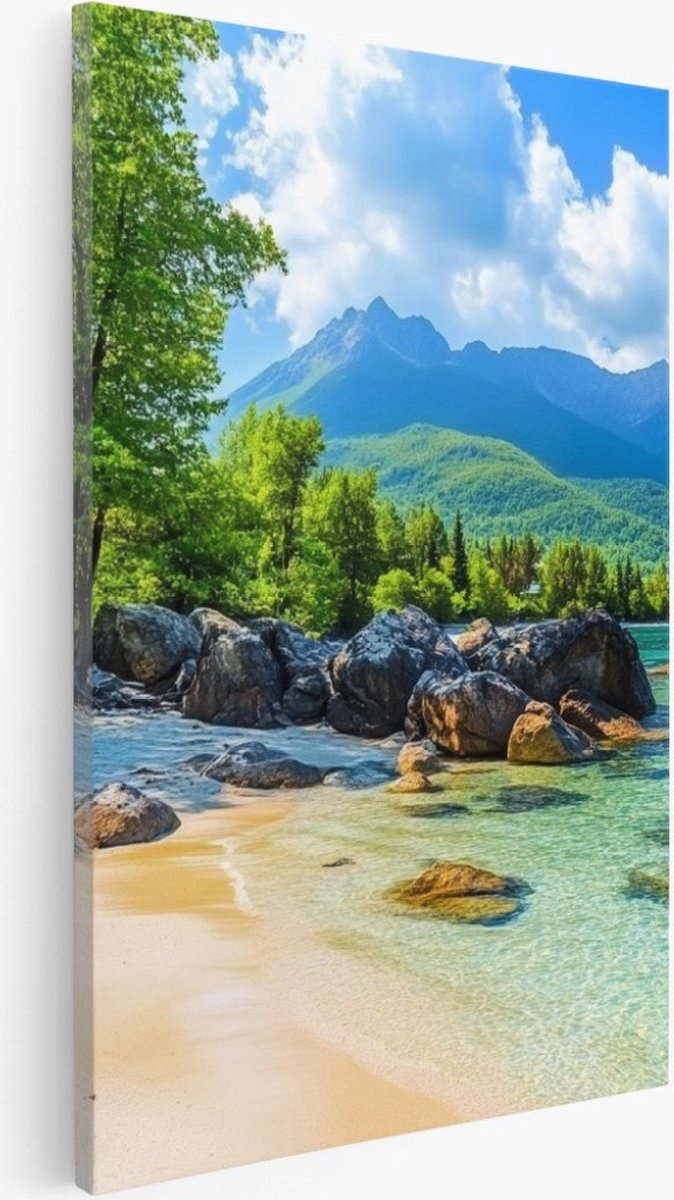 Saammp Canvas Schilderij - Vintage - strand - Zee - 30x45 - Foto op canvas - Wanddecoratie - muurdecoratie Woonkamer - Slaapkamer decoratie - Canvas Print Multicolor