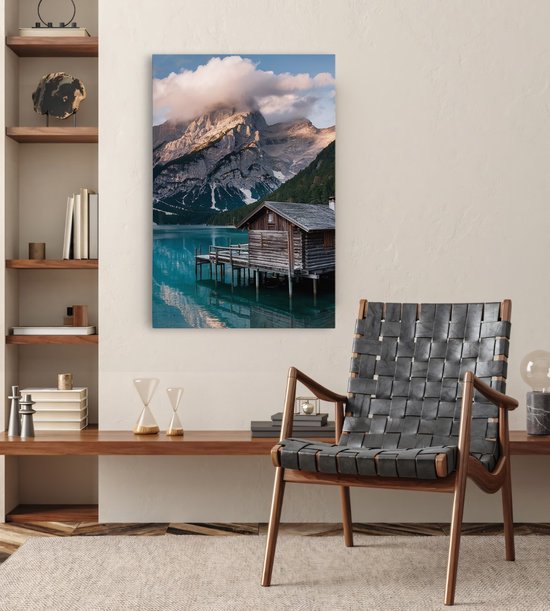 Saammp Canvas Schilderij - Landschap - Huis tussen de bergen - Natuur - 30x45 - Foto op canvas - Wanddecoratie - Muurdecoratie Woonkamer - Slaapkamer decoratie - Canvas Print