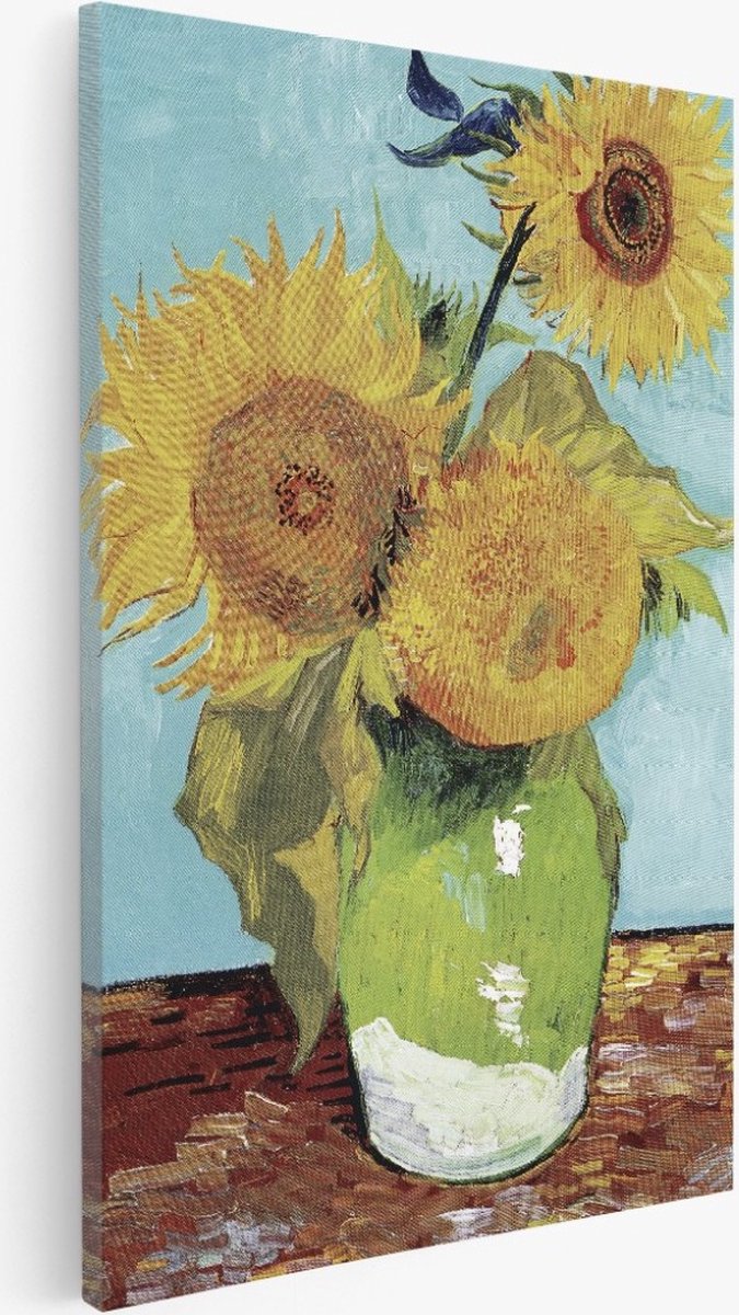 Saammp Canvas Schilderij - Zonnebloemen - Bloemen - Abstract - 75x100 - Foto op canvas - Wanddecoratie - Muurdecoratie Woonkamer - Kantoor Decoratie Multicolor