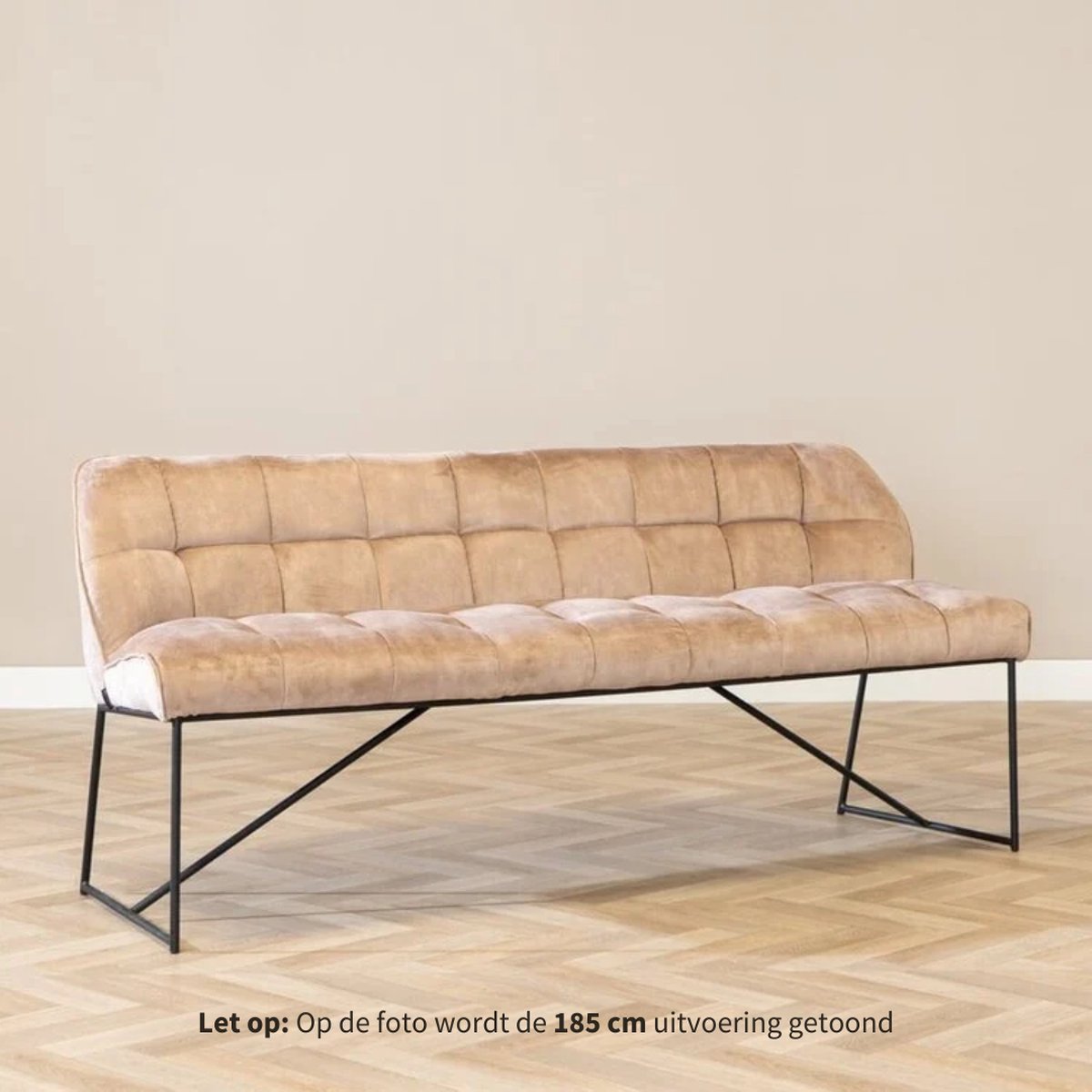 Bronx71® Velvet eetkamerbank Janna taupe 220 cm - eettafelbank - eetbank