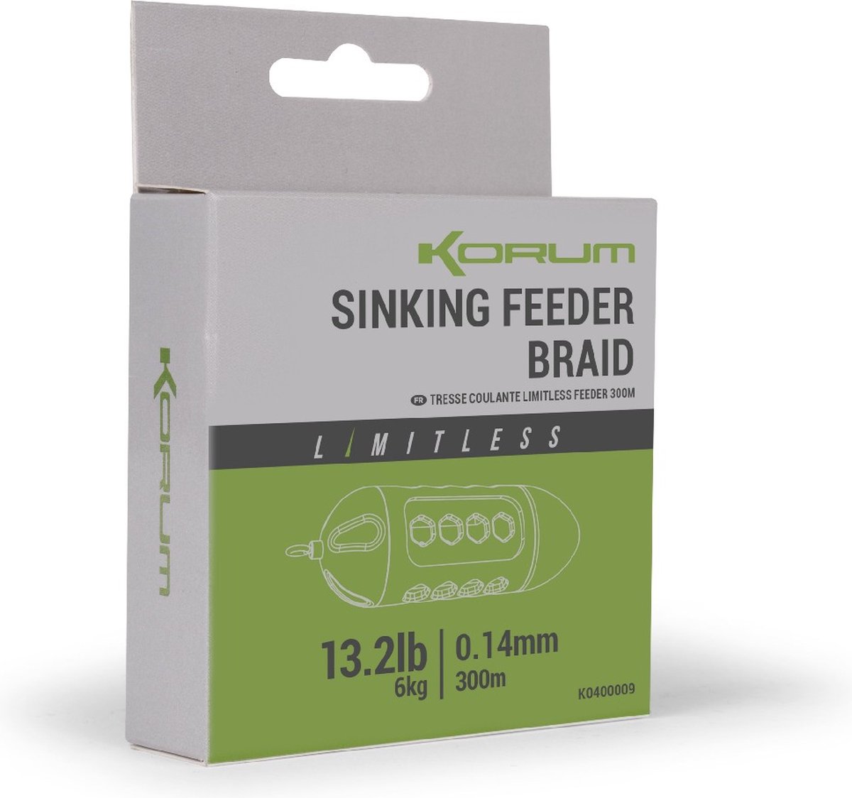 Korum Limitless Sinking Feeder Braid 300m - Maat : 0.14mm - 6 kilo