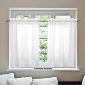 Set De 2 Rideaux Modernes Semi-Transparents Blanc Bistro - Voile Fenêtre Cuisine Salon Pour Intimité Et Lumière