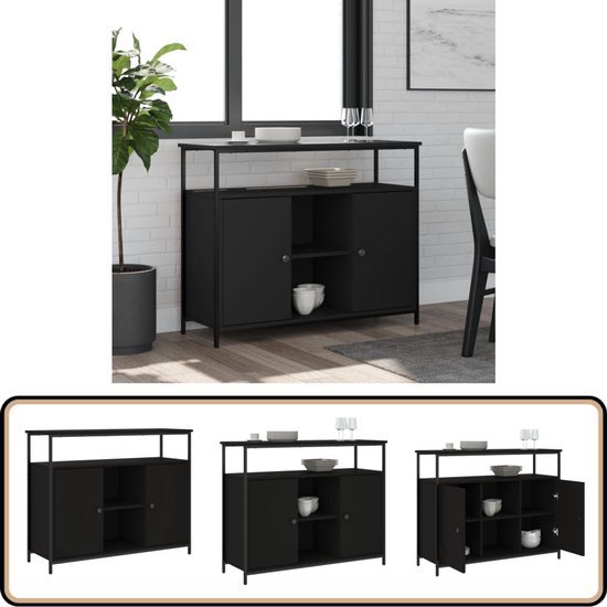 vidaXL Dressoir 100x35x80 cm bewerkt hout sonoma eikenkleurig, opbergkast, dressoir kast, bijzetkast, wandkast, opbergkastje, dressoirkast