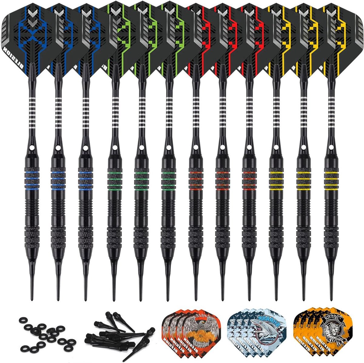 Dartpijlen set - professionele kwaliteit - 12 stuks - kunststof punt