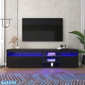 Moderne Tv-kast - 200 X 40 X 50,5 Cm - Met 2 Deuren 2 Laden - Voor 80 Inch Tv Spaanplaat Zwart Moderne Tv-kast - 200 X 40 X 50,5 Cm - Met 2 Deuren 2 Laden - Voor 80 Inch Tv Spaanplaat Zwart