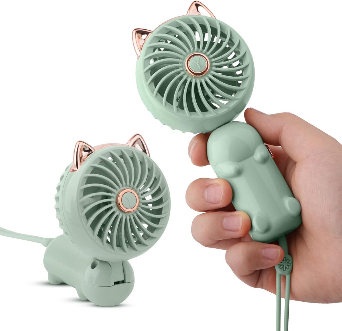 Draagbare Mini USB Ventilator met Oplaadbare Batterij en 3 Snelheden voor Buiten en Kantoor