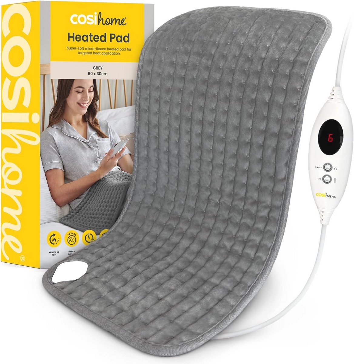 Extra Groot Warmtekussen Met Microfleece, Machinewasbaar en Automatische Uitschakeling, 60 x 30 cm