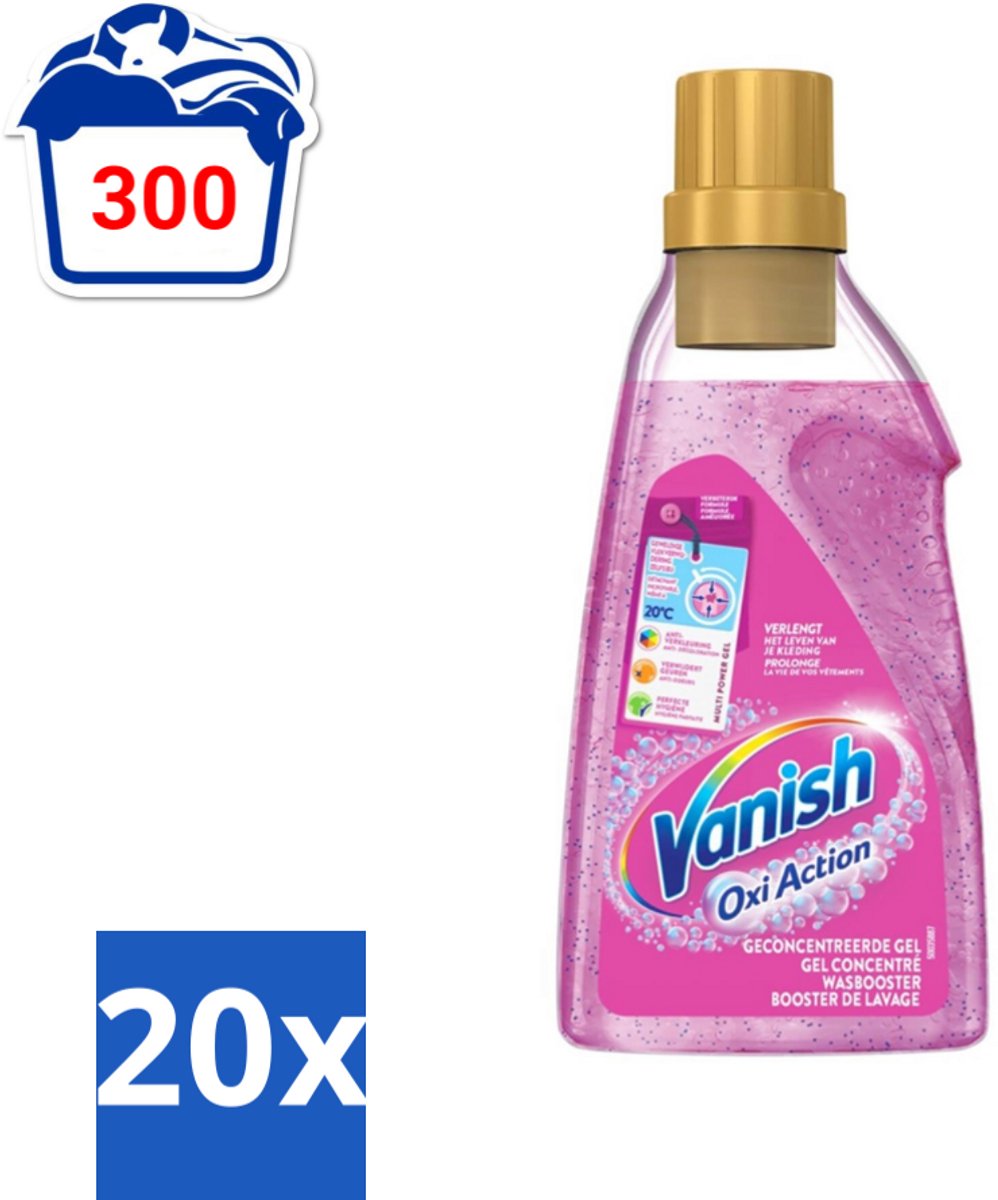 Vanish Oxi Action - Vlekkenverwijderaar Gel - Zonder Bleek - Gekleurde Was - 15 Wasbeurten - Bulkverpakking - 20 stuks