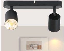 NETTLIFE Opbouwspot - plafondspot met 2 lichtpunten - spots - zwart Plafondlamp - L 26.5 cm - draaibar - kantelbaar - GU10 fitting - plafoniere - excl. GU10