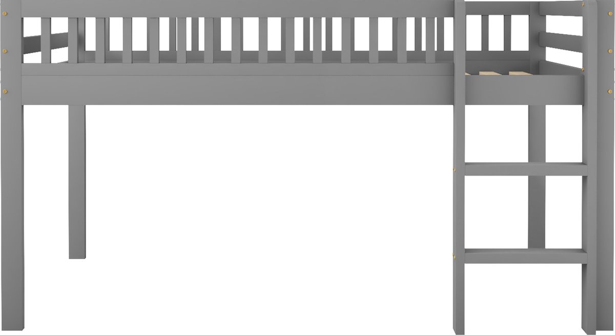 Gotagee Hoogslaper Houtenbed Kinderbed met Ladder Eenpersoonsbed Laagbed 90x200cm