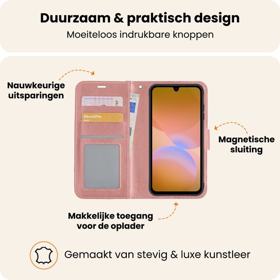 Étui à rabat pour Samsung A26 avec 2 Bookcase de protection d'écran - Or rose