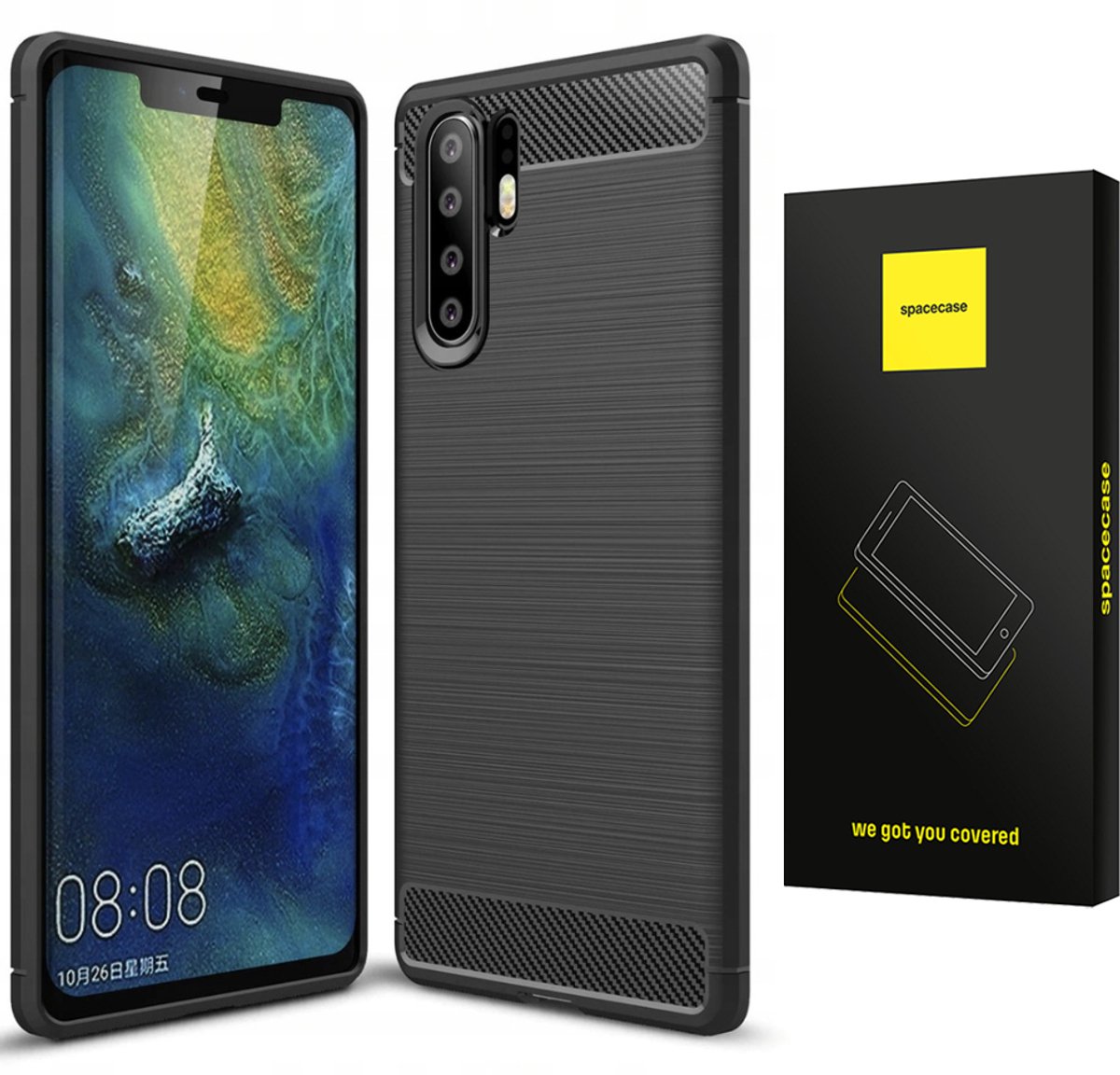 Spacecase Case Case Voor Huawei P30 Carbon Zwart