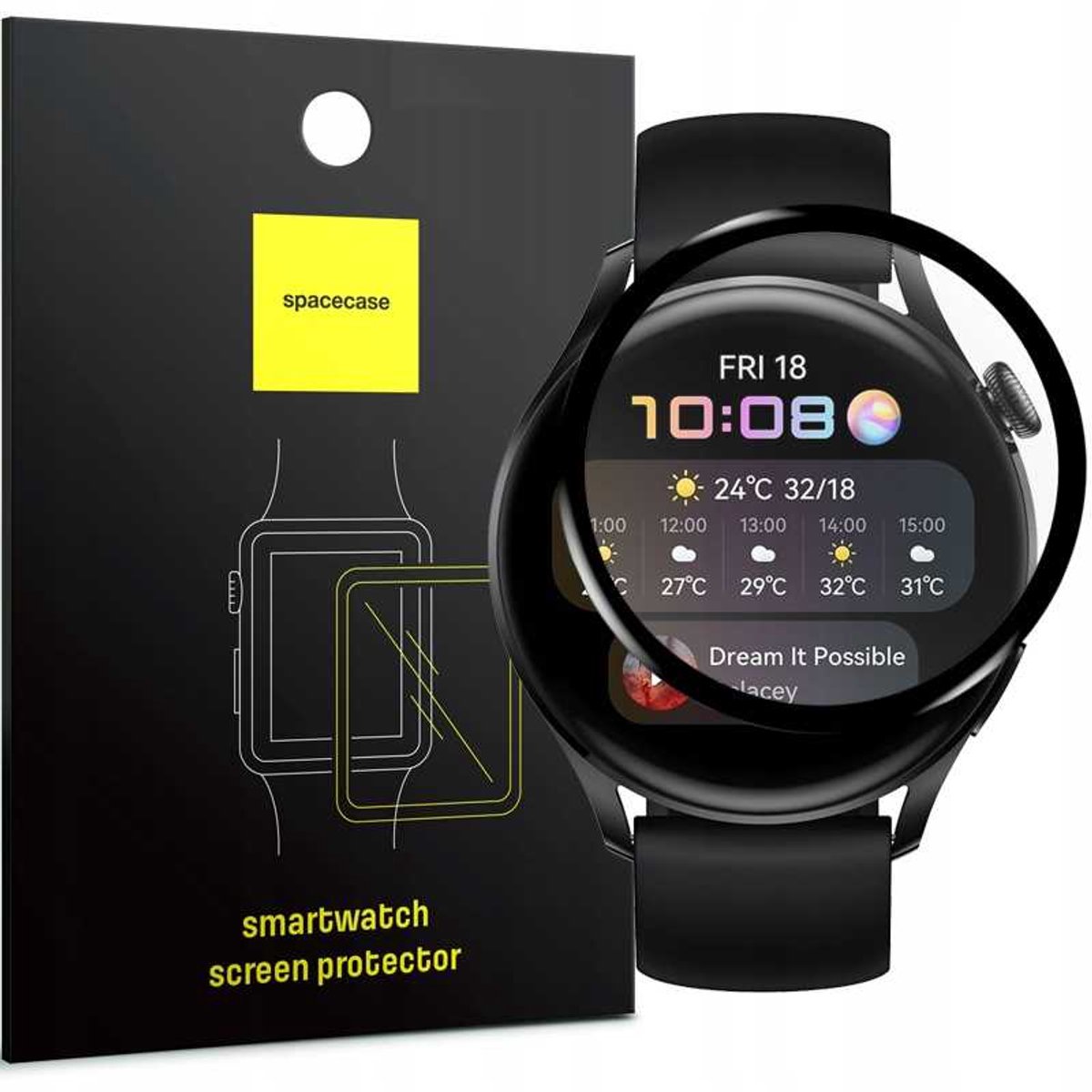 Spacecase Gehard Glas Voor Huawei Horloge 3 46Mm Folie Schermbescherming