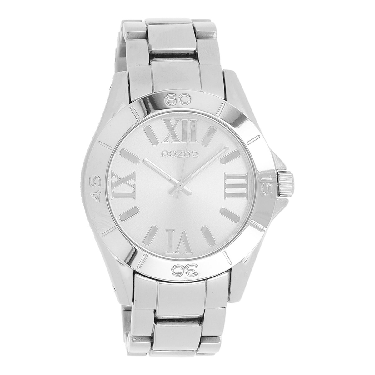 OOZOO Timepieces - Zilverkleurige horloge met zilverkleurige roestvrijstalen armband - C5701