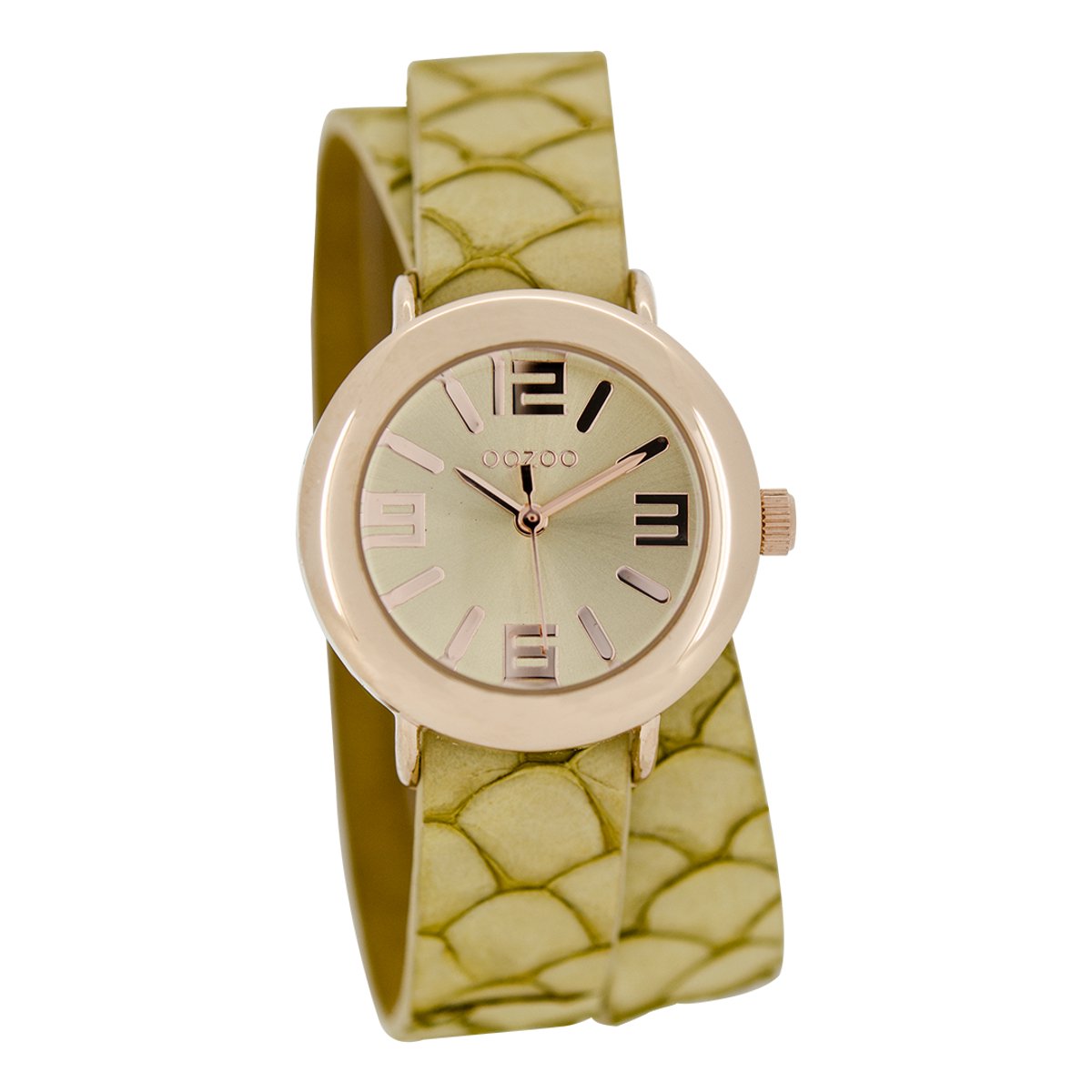 OOZOO Timepieces - Rosé goudkleurige horloge met zand leren band - C6540