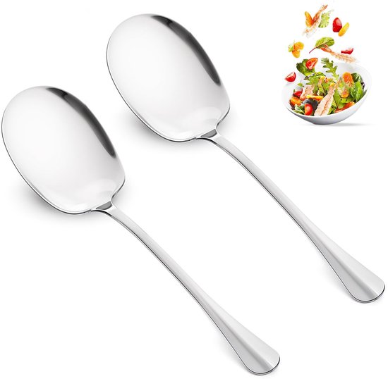 Opdienlepel met sleuflepel, 23,6 cm roestvrijstalen salade serveerlepels, groot bestek voor buffetfeest, banket, koken, set van 6