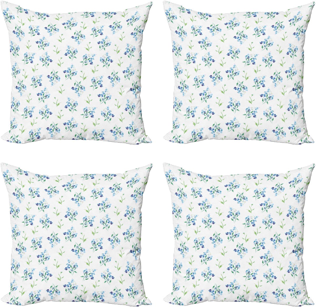 New Bed Bloemen Bloemen Vergeet-me-nietjes Kunst Decoratieve Sierkussenhoes Set van 4 voor Bank Slaapkamer Woonkamer, 41cm x 41cm Gedrukte Kussenhoes