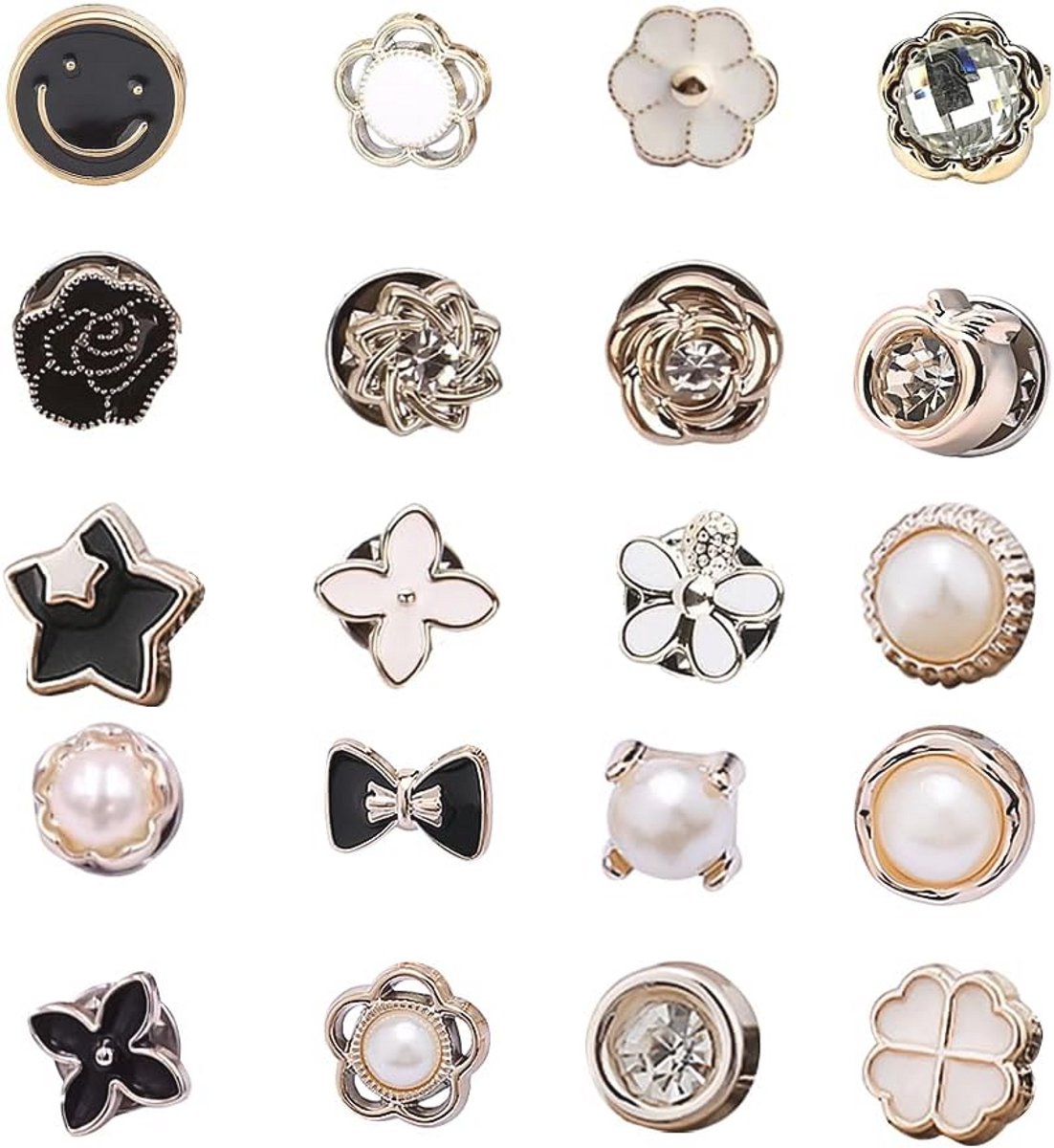 Broche knopen set van 20 stuks - Afneembare instant knopen voor kleding, jeans en DIY decoratie