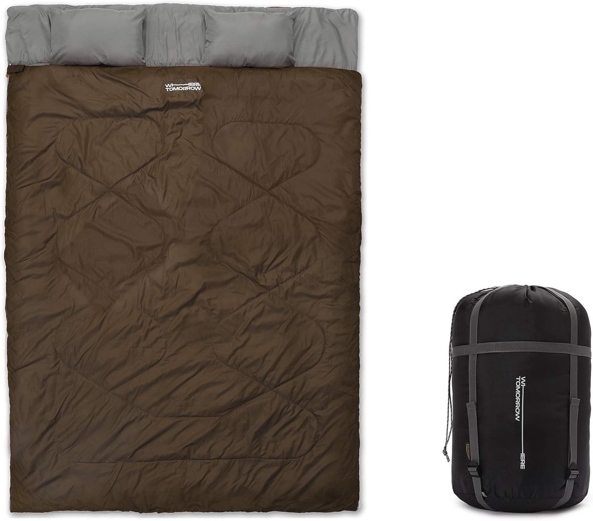 Comfortabele 2-Persoons Slaapzak - 230 x 80 cm - Perfect voor Kamperen - Inclusief Tas - Koudetemperatuur tot -5 °C - Meerdere Kleuren Beschikbaar