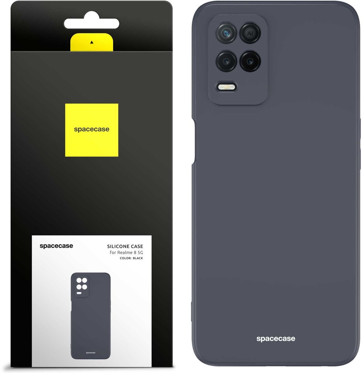 Spacecase Siliconen Hoesje Voor Realme 8 5G Telefooncover, Zwart