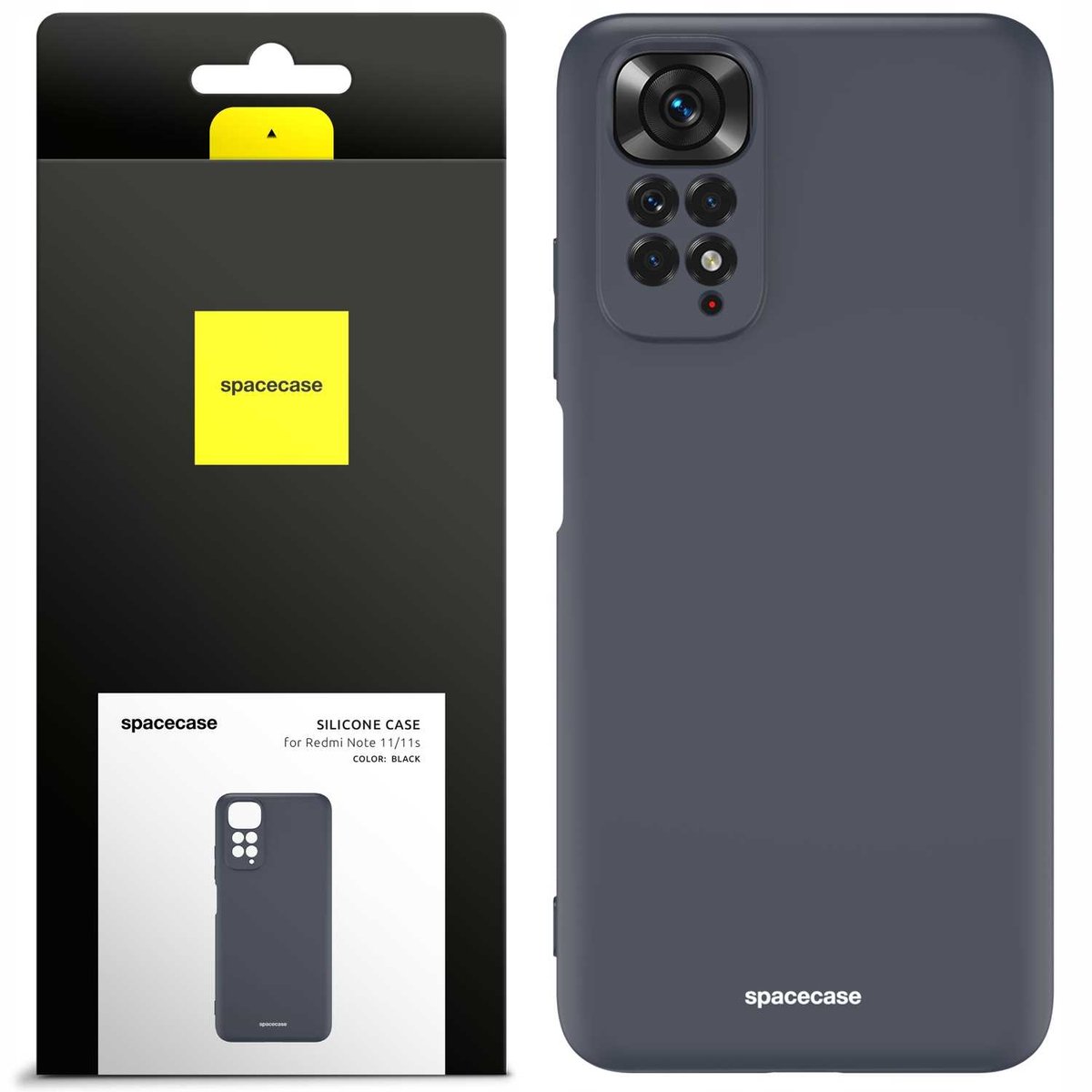 Spacecase Siliconen Case Cover Voor Xiaomi Redmi Note 11 11S Zwart