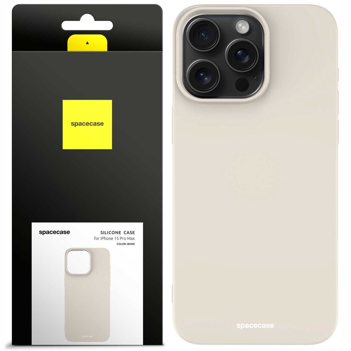 Spacecase Siliconen Hoesje Voor Iphone 15 Pro Max Case Bone Cover