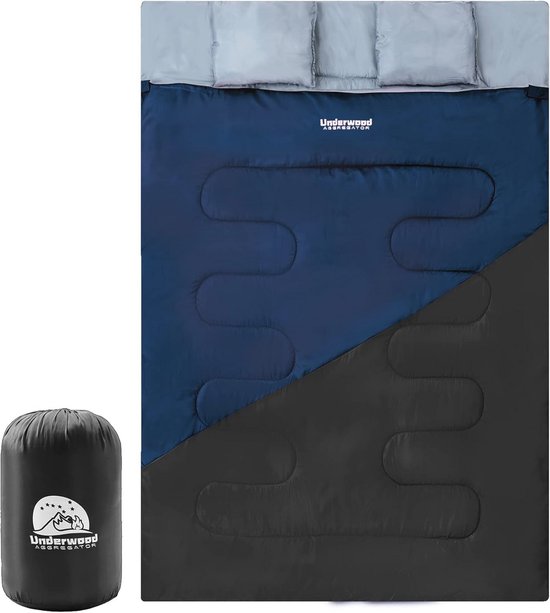 Katoenen flanel dubbele slaapzak voor kamperen, wandelen of wandelen. Queen Size 2 personen waterdichte slaapzak voor volwassenen of tieners. Vrachtwagen, tent of slaapzak, lichtgewicht (Groen/bruin