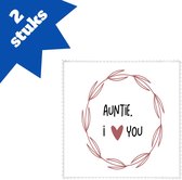 Akyol - auntie i love you brillendoekjes - Tante - de liefste tante - verjaardagscadeau - verjaardag - cadeau - cadeautje voor tante - tante artikelen - kado - geschenk - gift - 17,8 bij 17,8 cm - 2 stuks