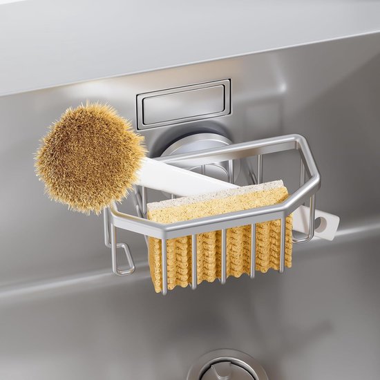 Cosensi - Sponshouder Voor De Gootsteen In De Keuken Met Sterke Zuignappen Praktische Organisatie Transparant Design