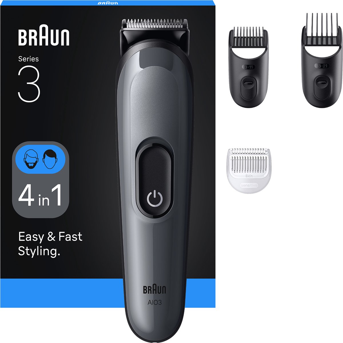 Braun AIO3500 Scheer- en Trimapparaat Zwart-Grijs - Procter & Gamble - €26,99