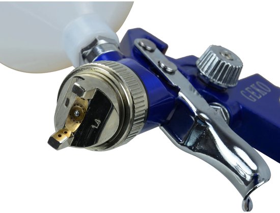 GEKO HVLP verfspuit - 1,4 mm nozzle - 600 ml tank - aluminium behuizing