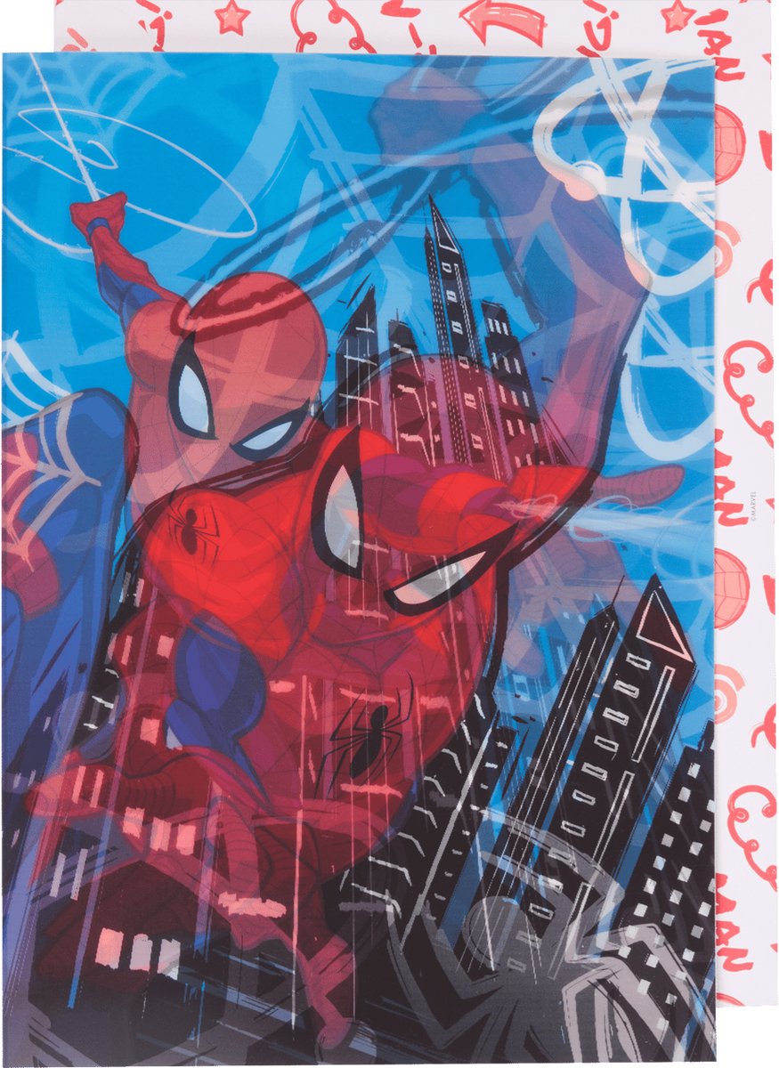 Spiderman kaart - A4 formaat - Grote Marvel Spiderman wenskaart met envelop - Verjaardagskaart - 3D kaart