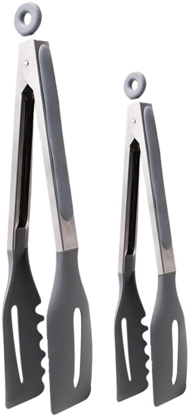 5 stuks 7 inch kleine siliconen tang, kleine serveertang, mini-serveertang met siliconen tips, roestvrijstalen kooktang voor salade, grillen, braden en koken