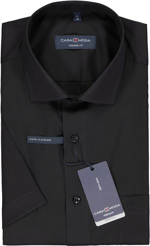 Casa Moda Chemise unie noire à manches courtes Kent Modern Fit - 44