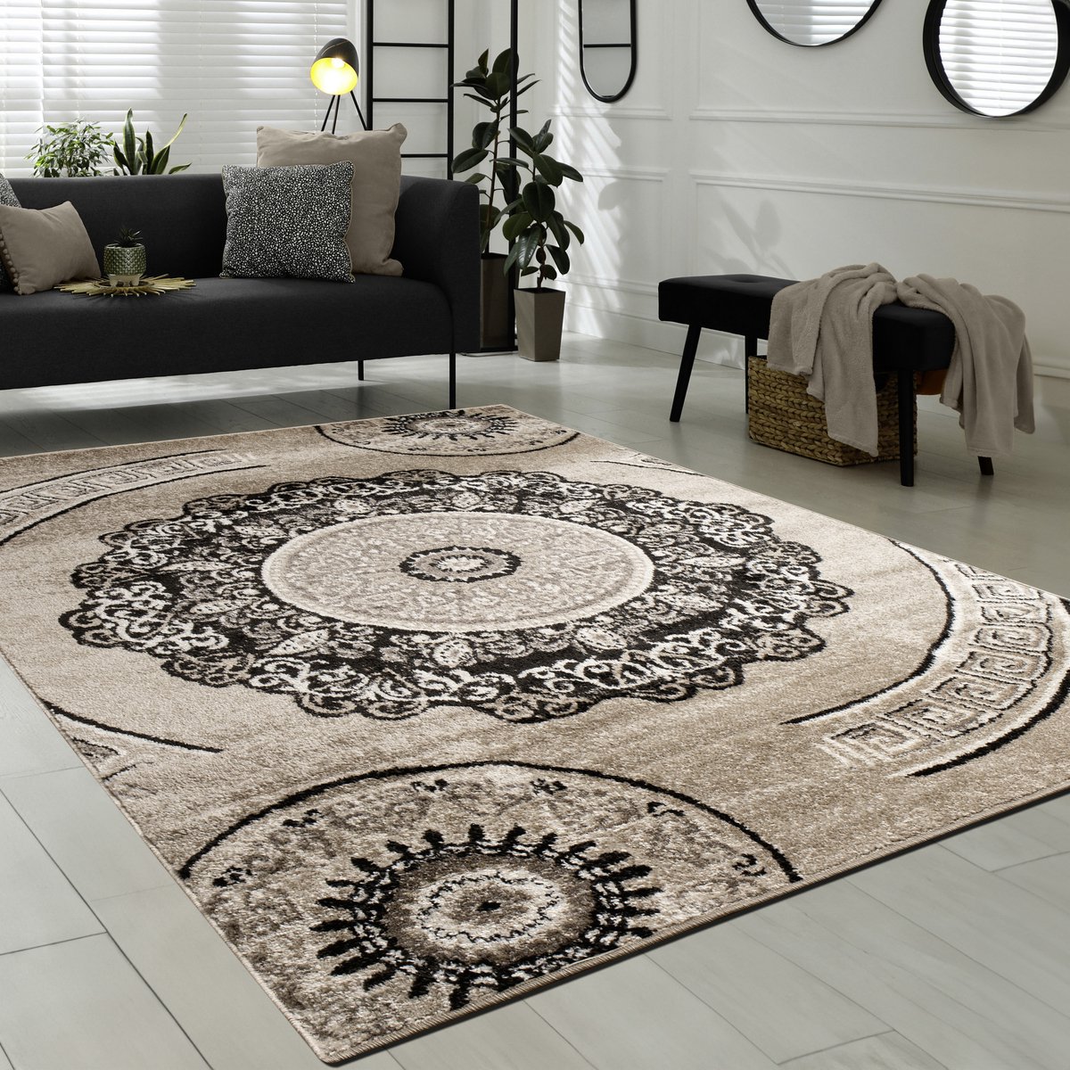 flycarpets Sinovo Modern Vloerkleed - Bruin / Beige - Laagpolig Tapijt Loper - 80x150 cm
