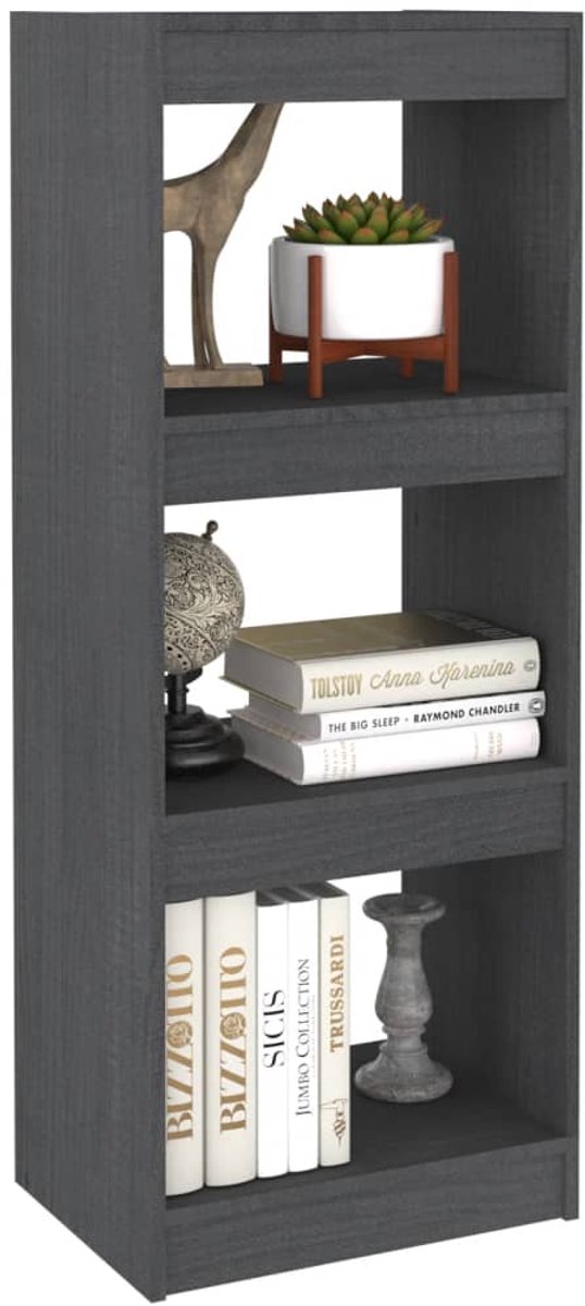 FIONERA Boekenkast kamerscherm 40x30x103 5 cm massief grenenhout grijs