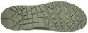Onderkant van een olijfgroene Skechers sneaker met een gestructureerde zool.