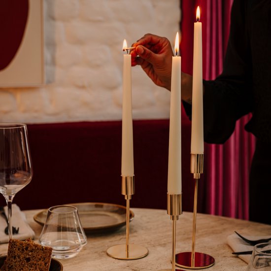 SPAAS - Bougies de table ménage 24cm, ± 8 heures, inodore - Ivoire - Pack économique 50 Bougies de table