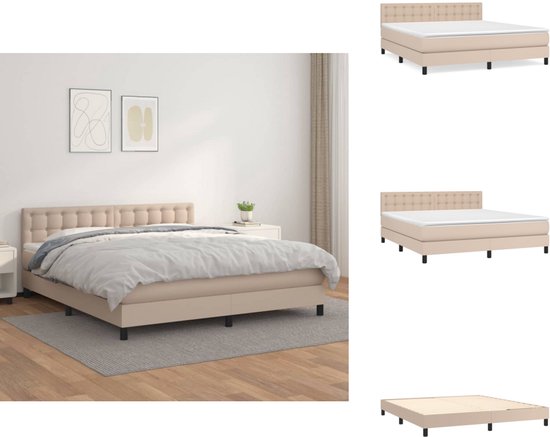 vidaXL - Bed - met - matras - Dover - stof - crèmekleurig - 140x200 - cm