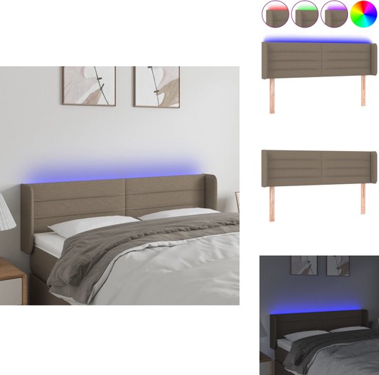 vidaXL Hoofdbord LED 200x5x78/88 cm kunstleer crèmekleurig - Hoofdbord