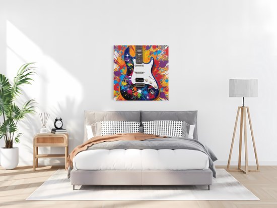 Saammp Canvas Schilderij - Gitaar - Abstract - 20x20 - Foto op canvas - Wanddecoratie - Muurdecoratie Woonkamer - Slaapkamer decoratie - Canvas Print