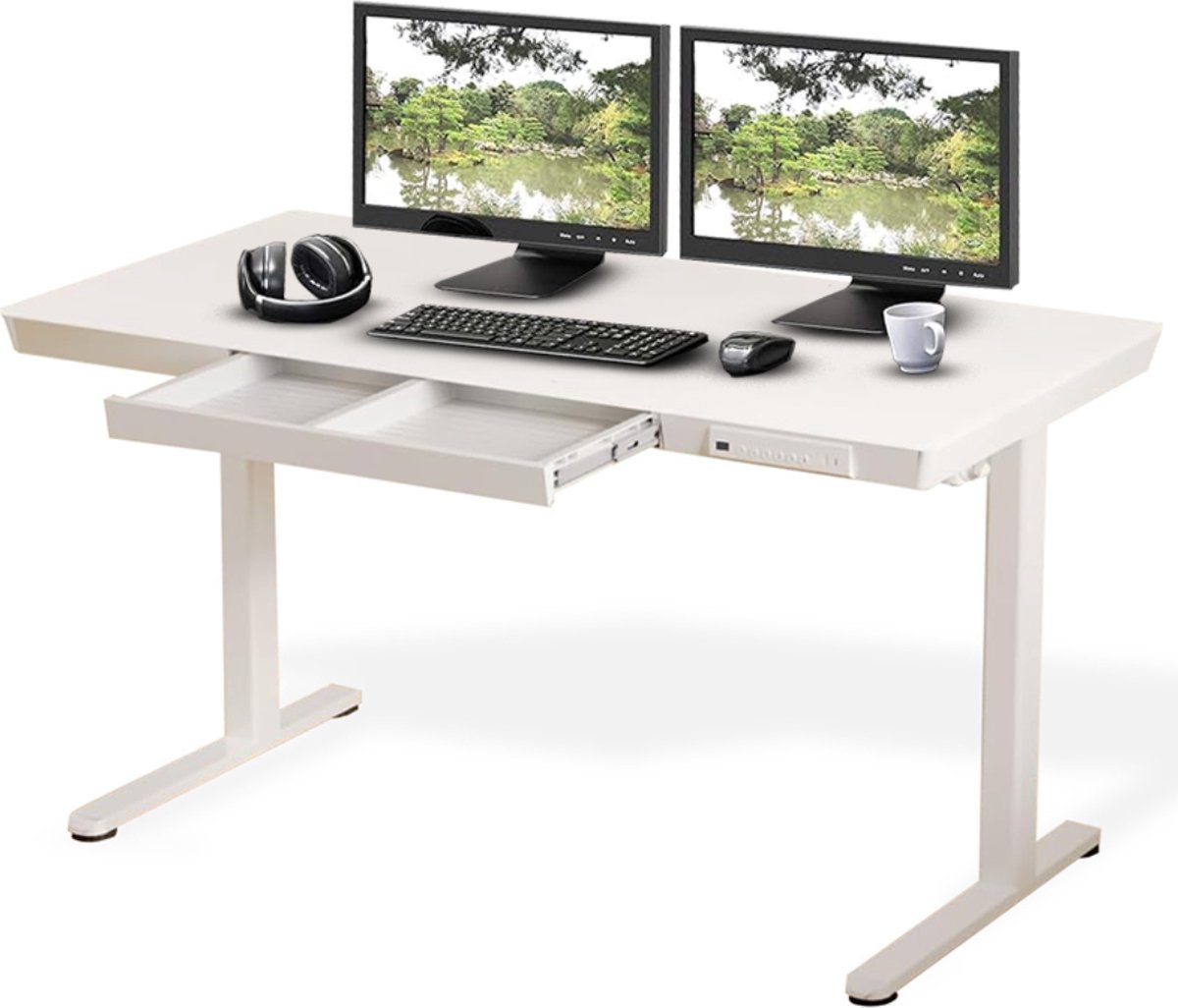 DailySupplies® Zit Sta Bureau Elektrisch - Game Bureau - Verstelbaar - 120x60cm - Wit