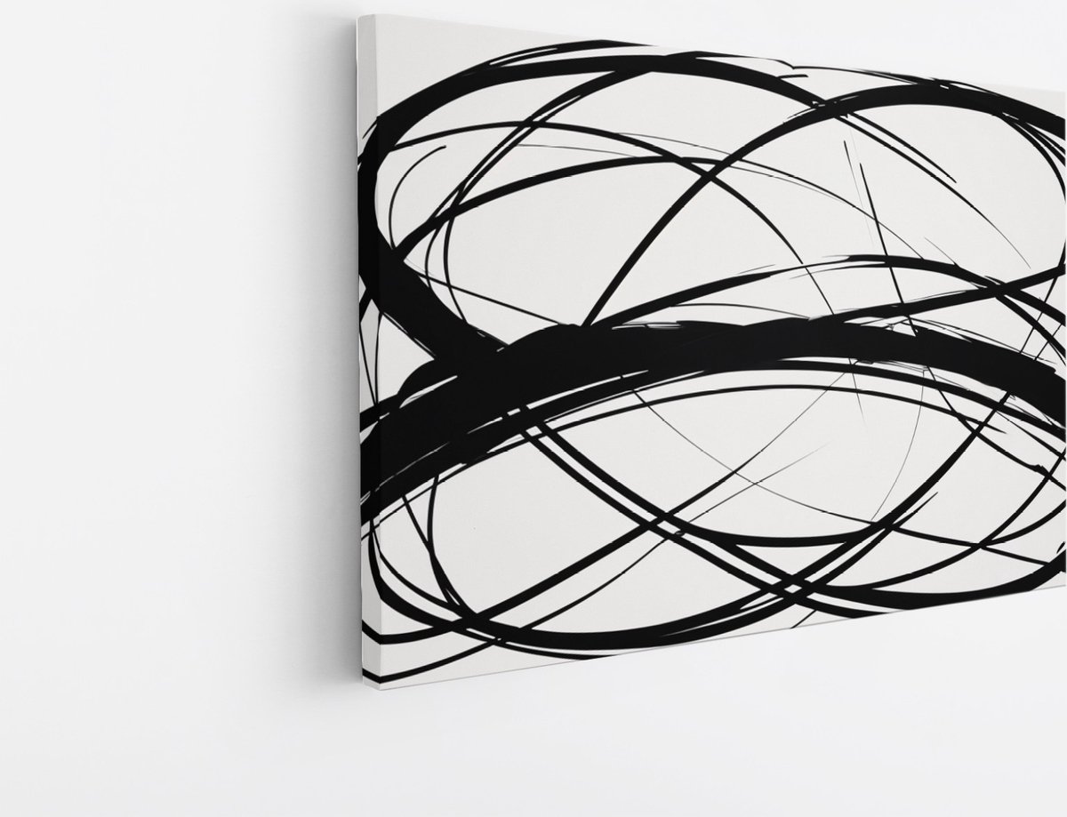Saammp Canvas Schilderij - Abstract - Geometrische Kunst - Zwart-Wit - 45x30 - Foto op canvas - Wanddecoratie - muurdecoratie Woonkamer - Slaapkamer decoratie - Canvas Print Multicolor