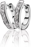 Zilveren oorringen bezet met witte zirconia.